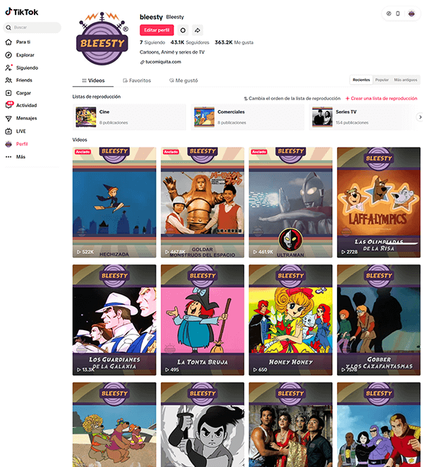 Página de TikTok en Junio 2025